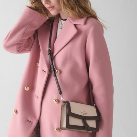 Kate Spade Knott Mini Flap Crossbody Bag Pebbled Leather Purse KM610 Milk Glass - Picture 3 of 6